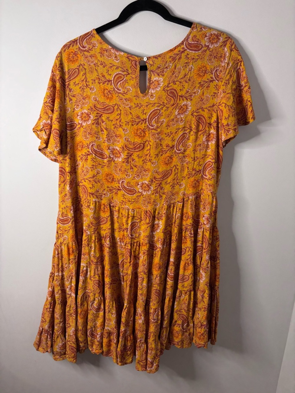 Patrons of Peace Golden Mustard Floral V-Neck Mini Dress - Picture 5 of 5